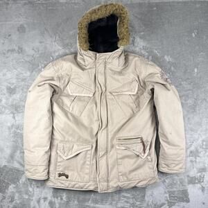 Billabong Hooded Jacket Beige Fur Trim Parka Cotton Women’s M